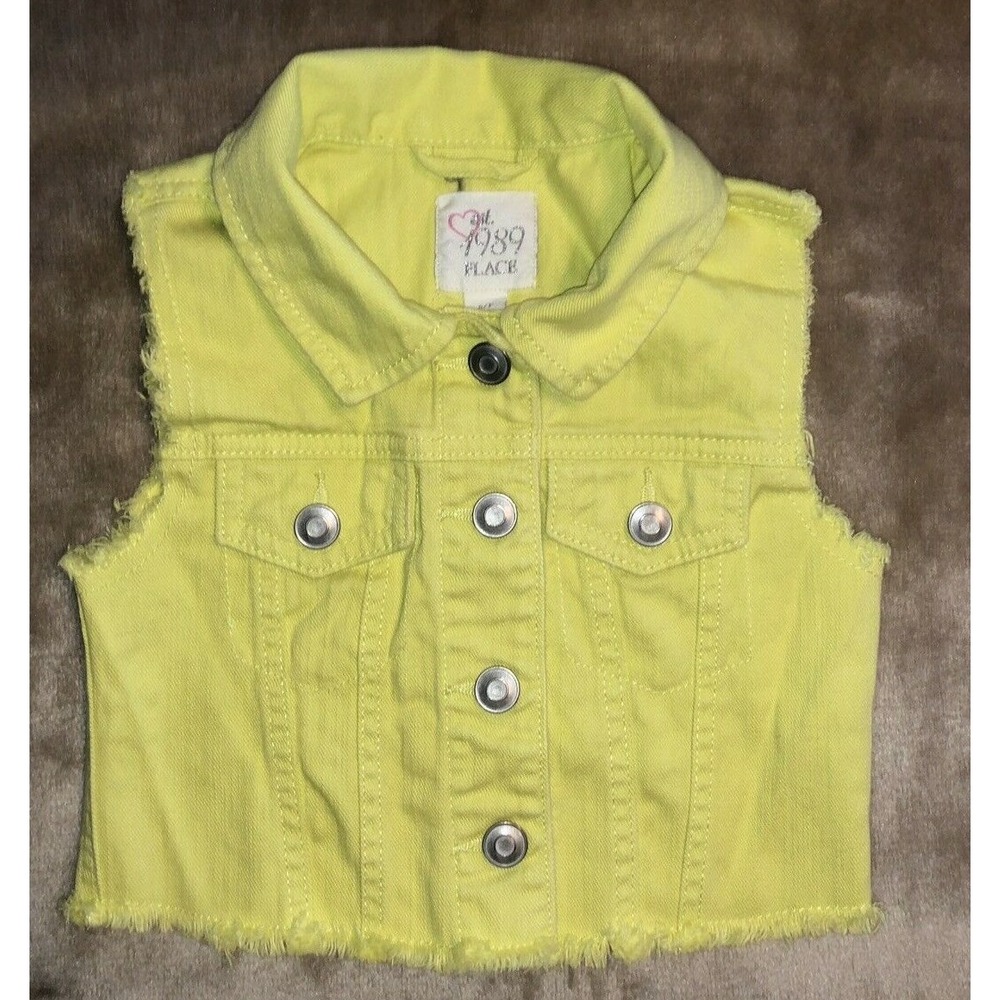 Children's Place Vest Girls Size 5/6 Bright Yellow EUC